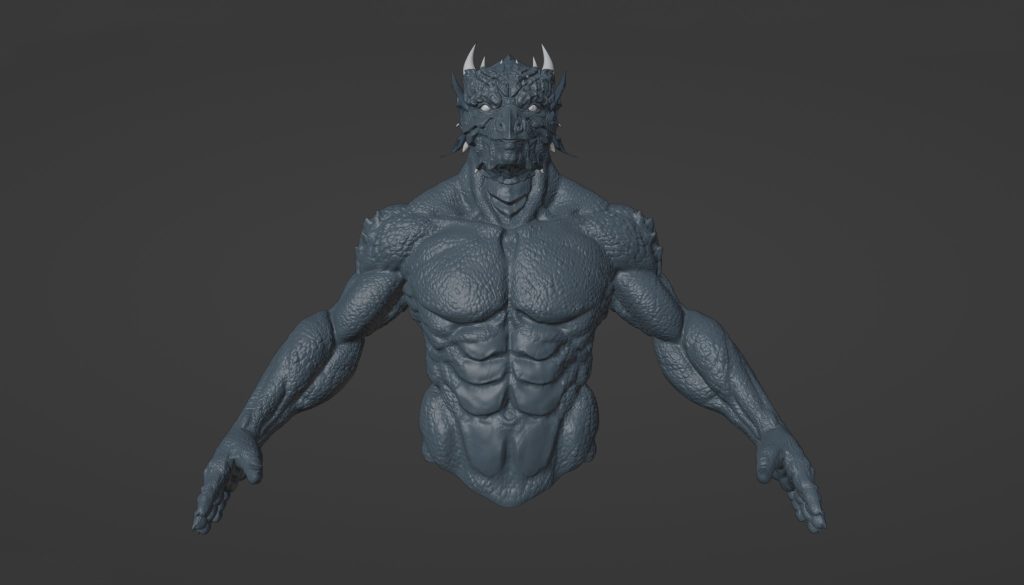 Figure 8: Final sculpting of the bust (around 2 million polys with multires modifier).