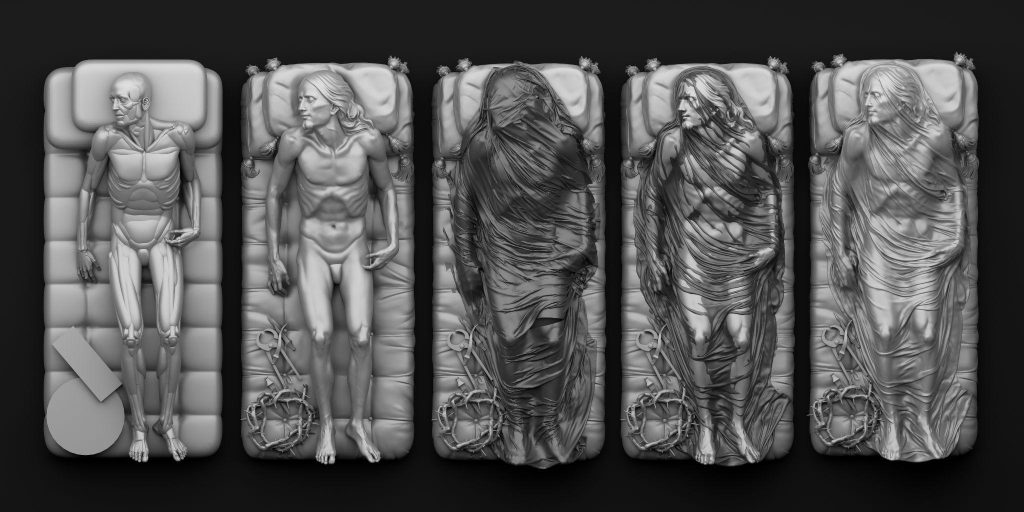Fig. 1. Phases for making the Veiled Christ.