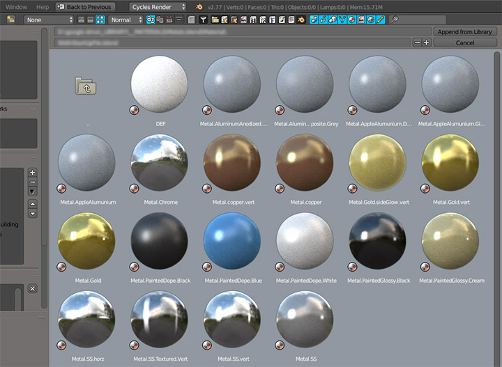 Blender Cycles material library