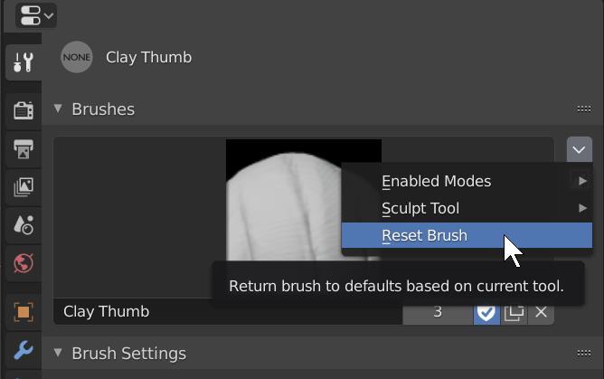 Resetting a brush to its default settings