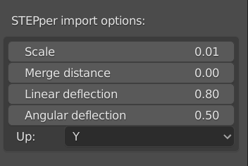 The STEP Import add-on's options