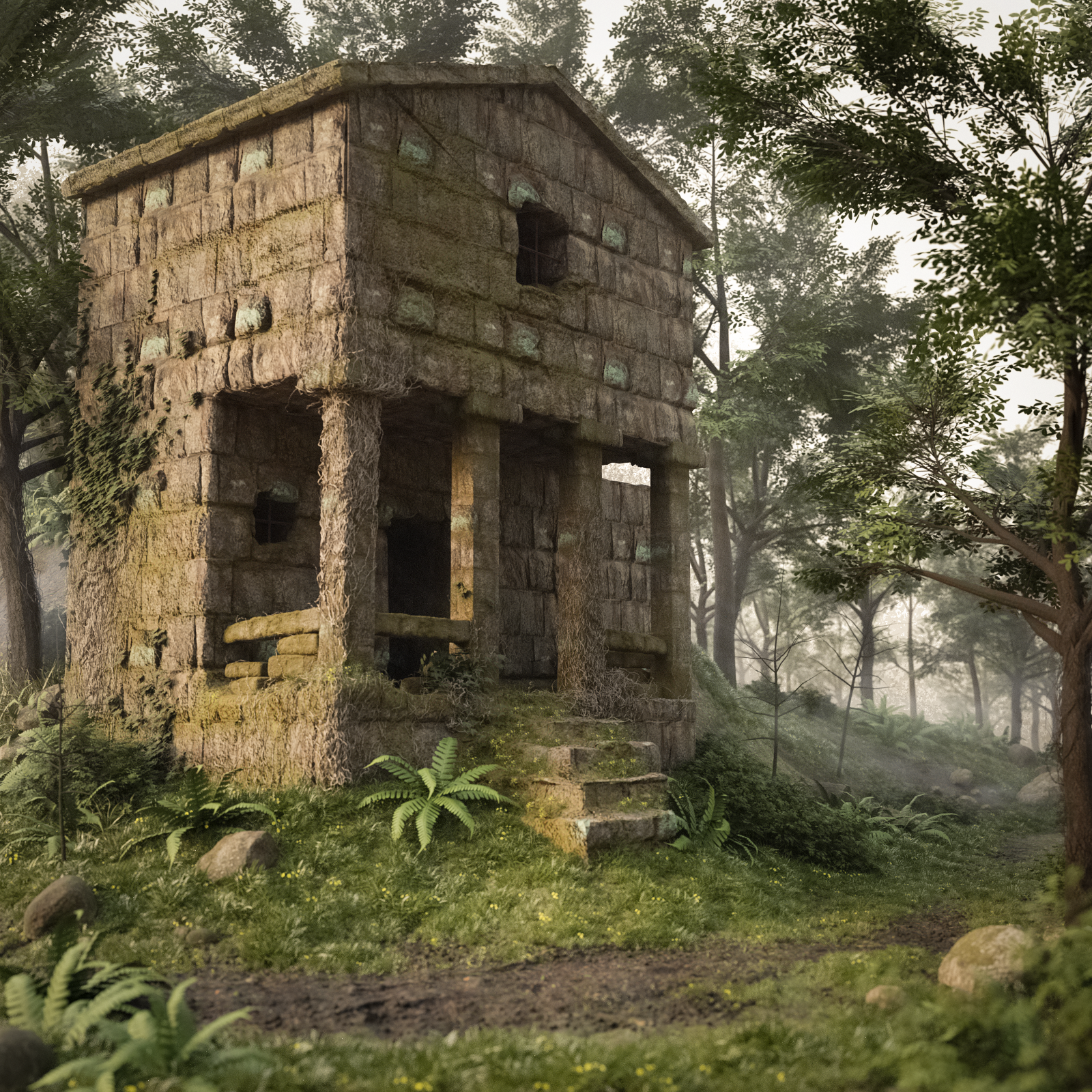 Abandoned house game. Abandoned Forest House. Blender abandoned House. Abandoned House in Blender. Страшный деревянный дом Blender.