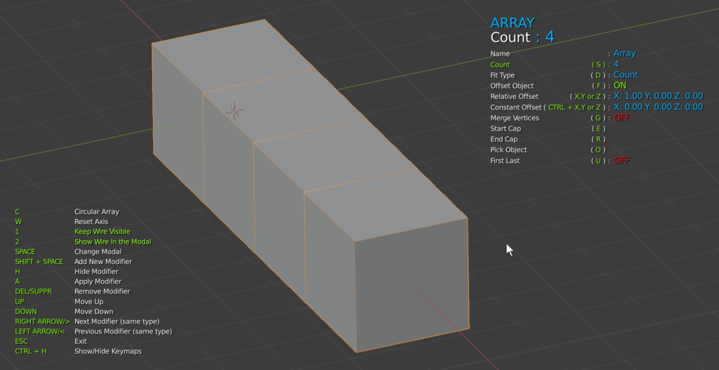 Once a modifier has been activated you can interactively adjust the settings