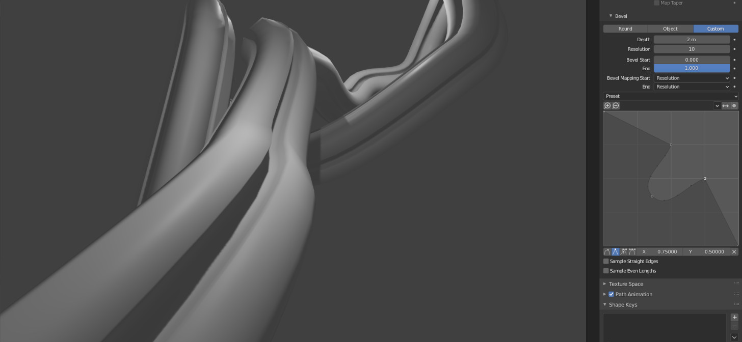 Bevels for Text and Curves in Blender 2.91 -