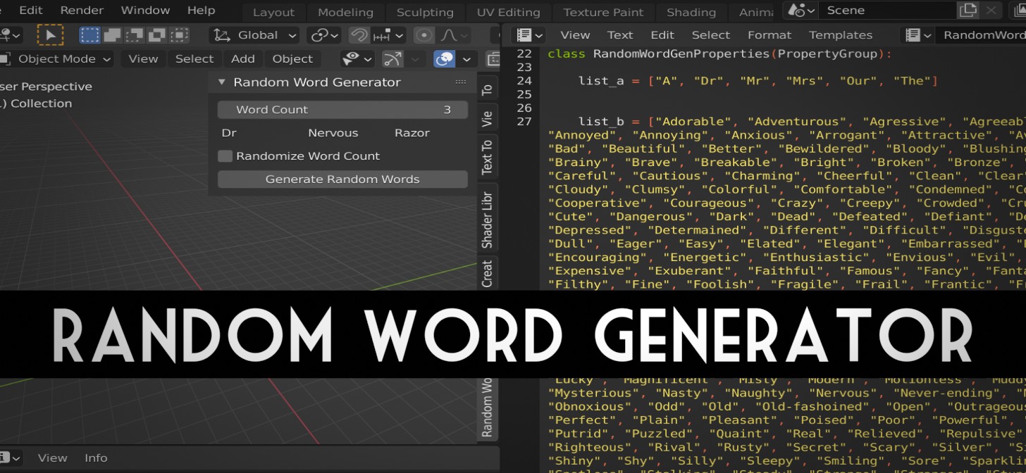 Python Scripting - How to Create a Random Word Generator - BlenderNation