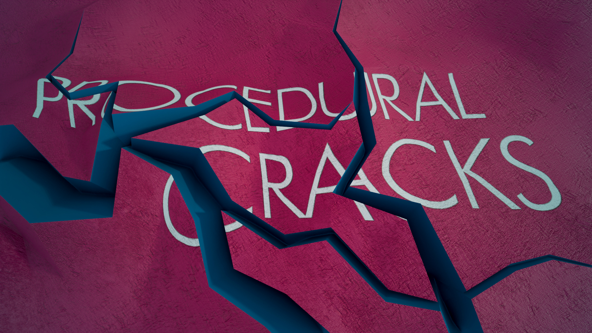 Cracked red surface with white text "PROCEDURAL CRACKS" and dark blue cracks.