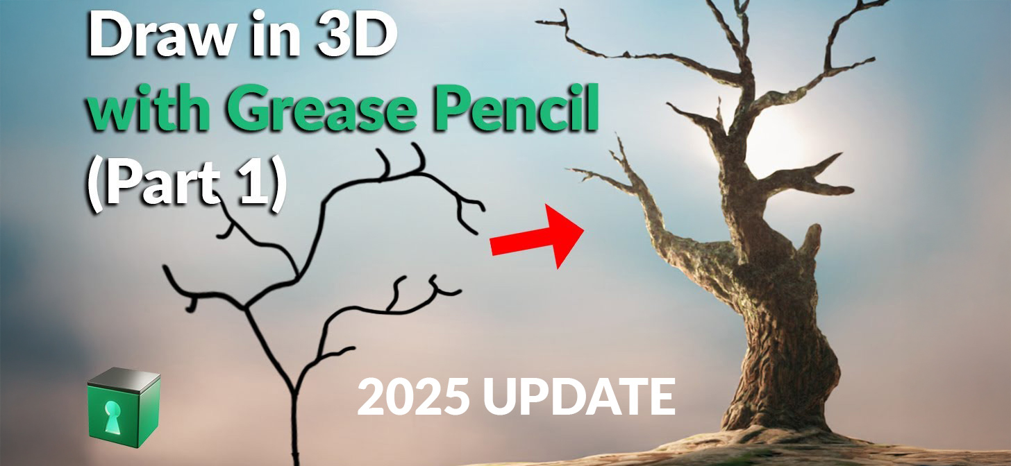 3D drawing tutorial with Grease Pencil, showing tree transformation, 2025 update