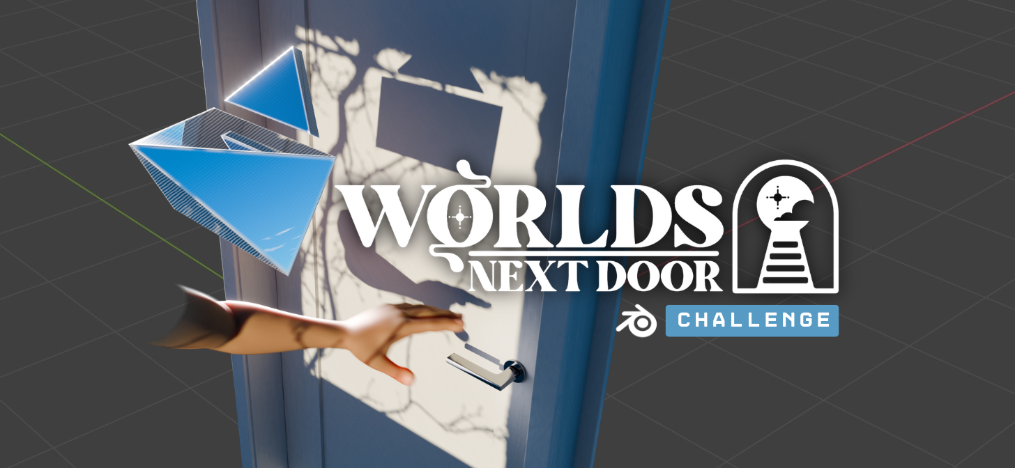 Hand reaching for door with "Worlds Next Door Challenge" logo.