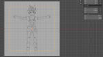 3D modeling interface displaying an anime-style character with coordinates and dimensions in Blender.