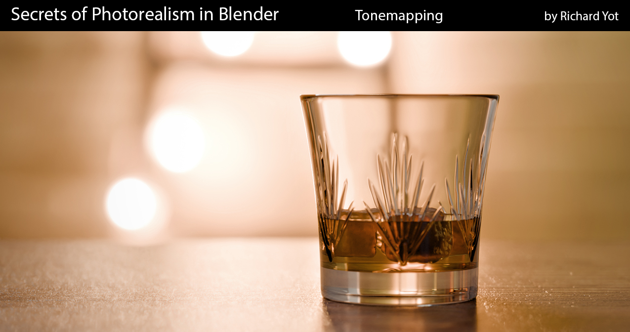 A glass with intricate patterns sits on a reflective surface, showcasing photorealistic rendering techniques in Blender.