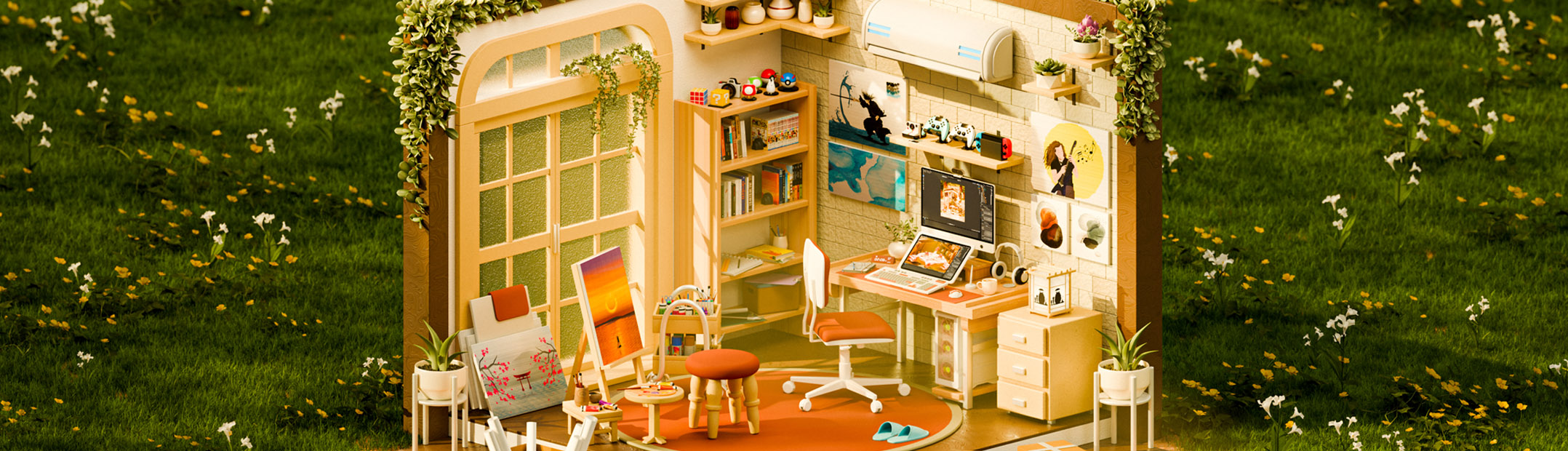 3D Isometric | Cozy Art Studio